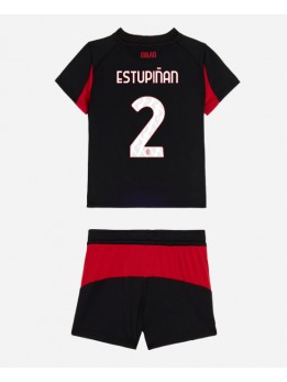 Billige AC Milan Pervis Estupinan #2 Hjemmedraktsett Barn 2025-26 Kortermet (+ Korte bukser)